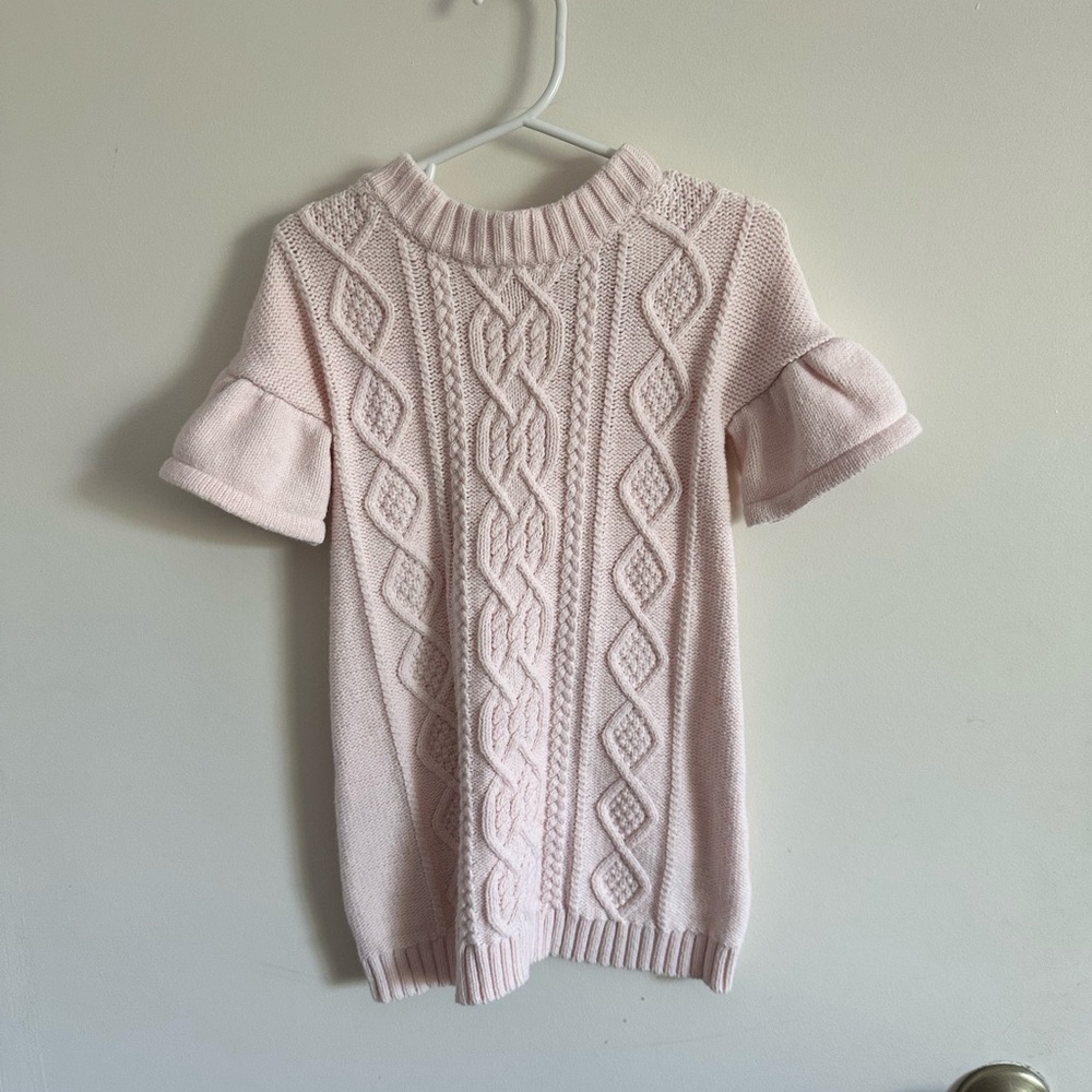 Janie and Jack Pink Crew Neck Sweater with Ribbed Texture